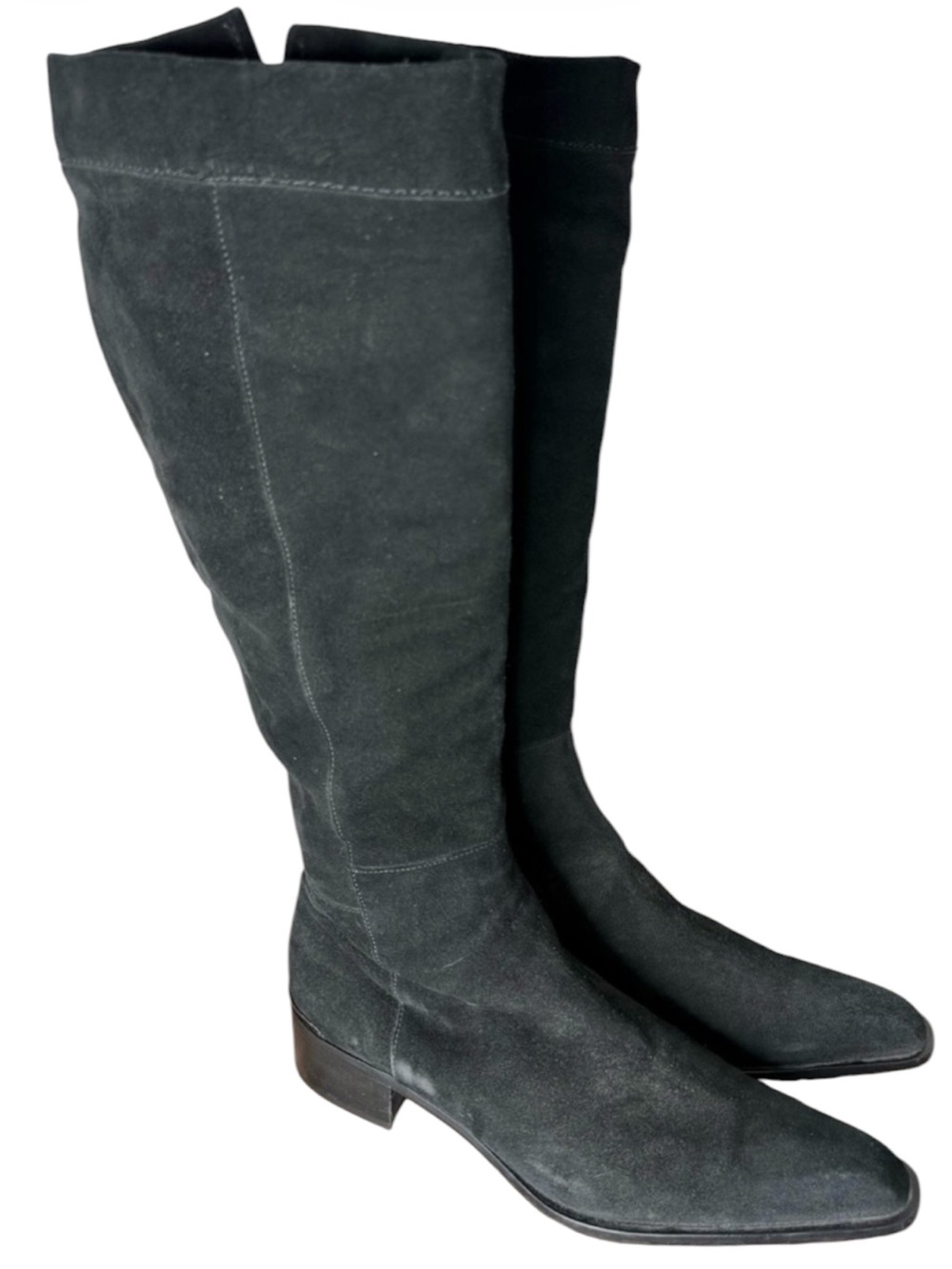AQUATALIA Black Suede Point Toe Knee High Boots Zipper Size 11